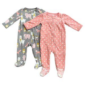 Simple Joys by Carter's Animals/Dots Fleece Sleep & Play 2 Pack - 6 Months